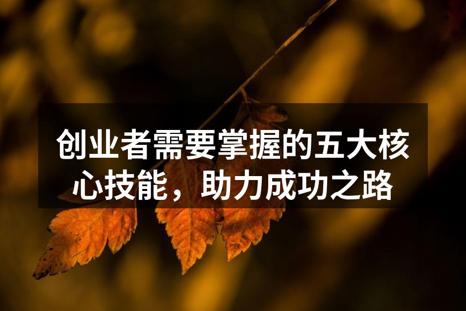 创业者需要掌握的五大核心技能，助力成功之路